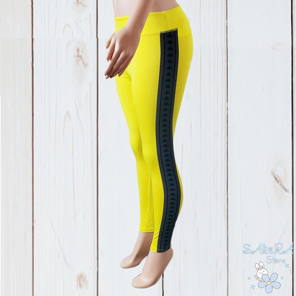 NWT KAPPA 222 BANDA DEVRIL AUTHENTIC WOMEN'S YELLOW SPORT FITNESS LEGGINGS M